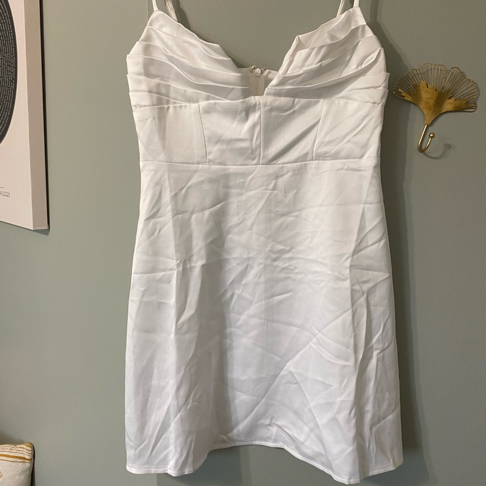 White silk slip dress